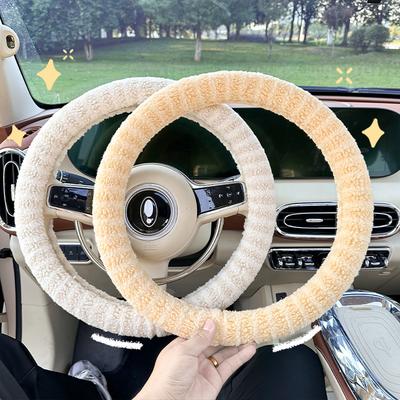 Winter Car Steering Wheel Cover with Lamb Wool for Warmth and Antifreeze, Car Handlebar Cover for Anti Slip and Wear-resistant C