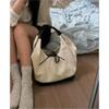 Harajuku  Handbag Women Fairy Core Bow Chic Patchwork Casual Shoulder Bags Female Vintage Beige Canvas Underarm Bag