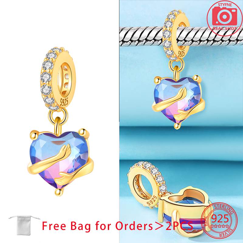 Original Charms Copper Gold Love Heart Pendant Beads Fit Bracelets Beads For Women Diy Jewelry Making Gift Fine Jewelry