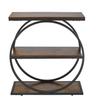 End Table, 3-Tier Narrow Side Table with Open Storage Shelves, Modern Nightstand Bedside Desk with Round Metal Frame, Wood Sofa Coffee Desk for Living