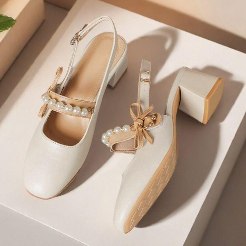 

Small size women s shoes thick heel bag head sandals women s size 33 summer wear new beige with skirt high heels 43