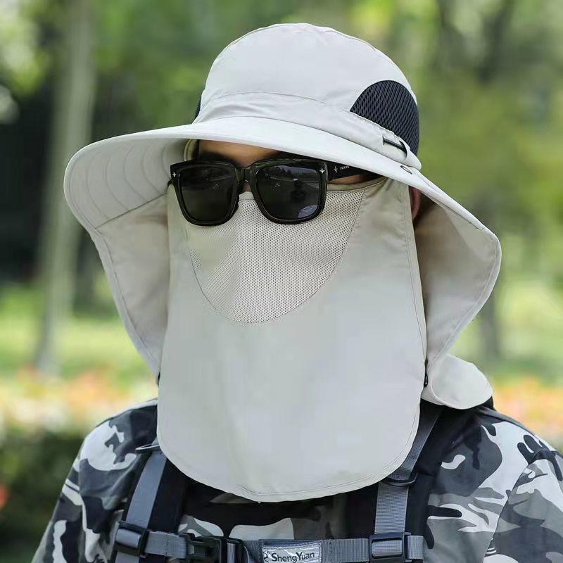 Sun Hat Men'S Fishing Hat Anti-Uv Sun Hat Anti-Sun Waterproof Hat Summer Travel Face Covering Neck Hat