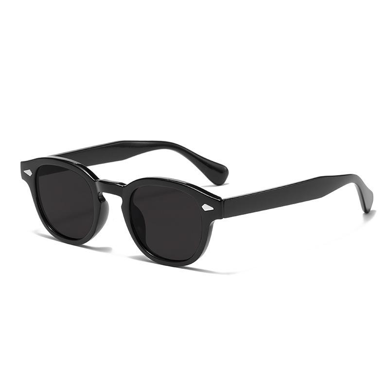 2025 Korean Style Black Oval Frame Sunglasses with High-end UV Protection