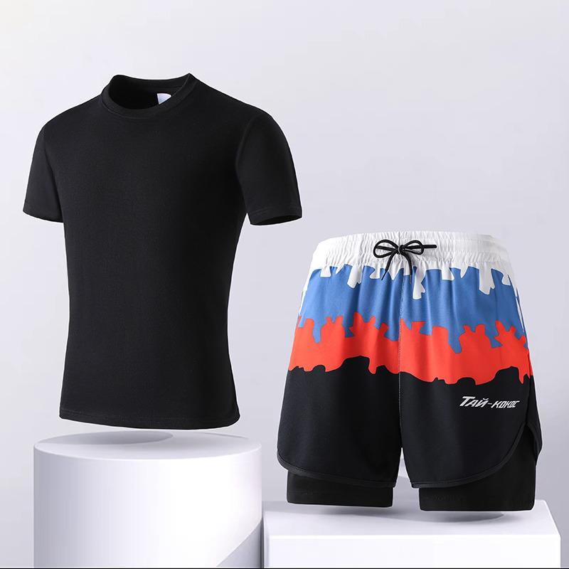Ice Degree Plus Size Men's Quick-Drying Double Layer Split Swimsuit Set