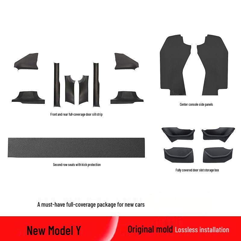 Tesla Model Y/3 Door Sill Strips & Seat Corner Protectors with Front/Rear Anti-Kick Mats