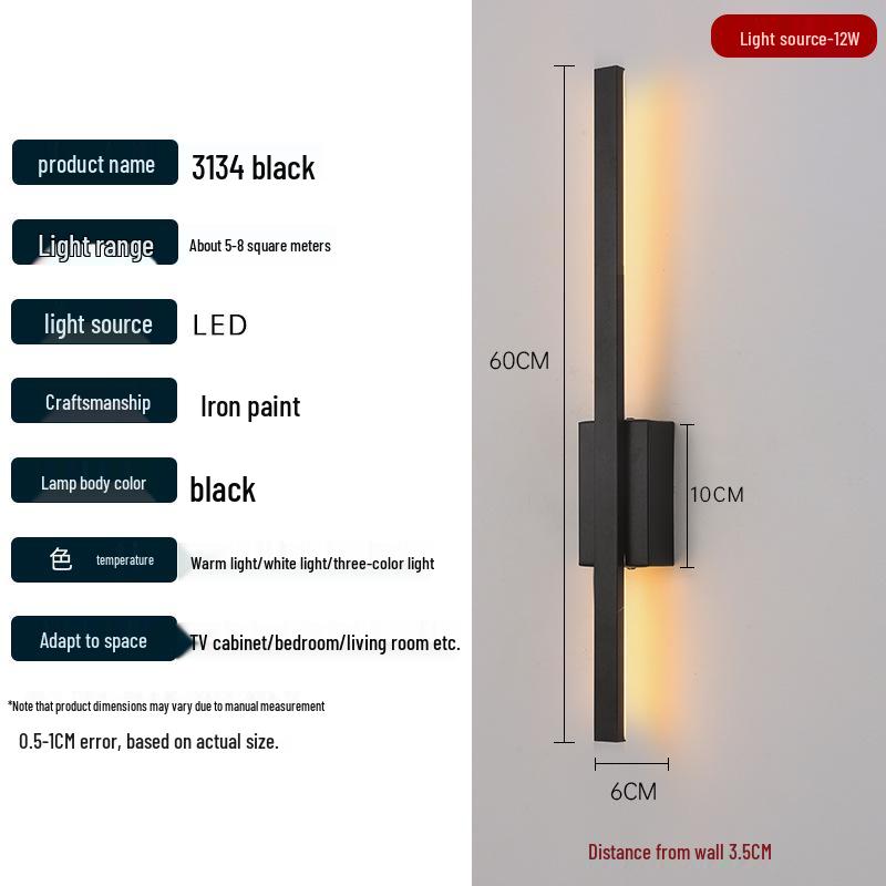 2025 Minimalist Long Strip Wall Lamp for Bedroom, Living Room, Staircase, or TV Background