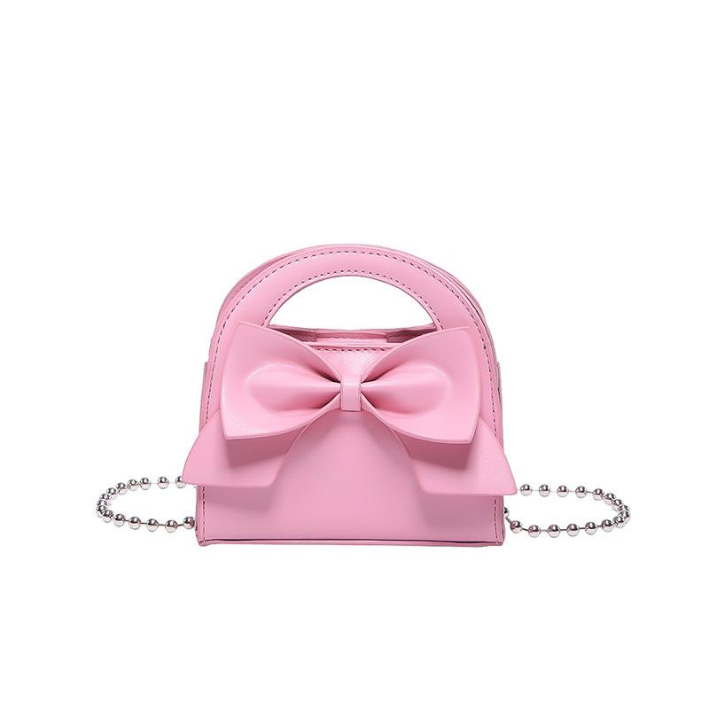 Trendy Chain Mini Crossbody Bags For Women  New Simple Pink Cute Bow Handbags Summer Solid Color Small Square Shoulder Bag