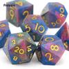 7 Pcs Colorful Golden Number Sharp Edge Resin Dice Polyhedral Dice Suitable for Role-Playing RPG    Board Game