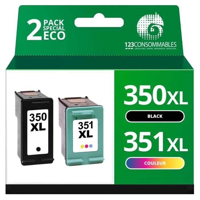 Pack cartouches HP 350XL &amp; 351XL - Noir et couleur - Compatible avec plusieurs modèles - 2 cartouches incluses