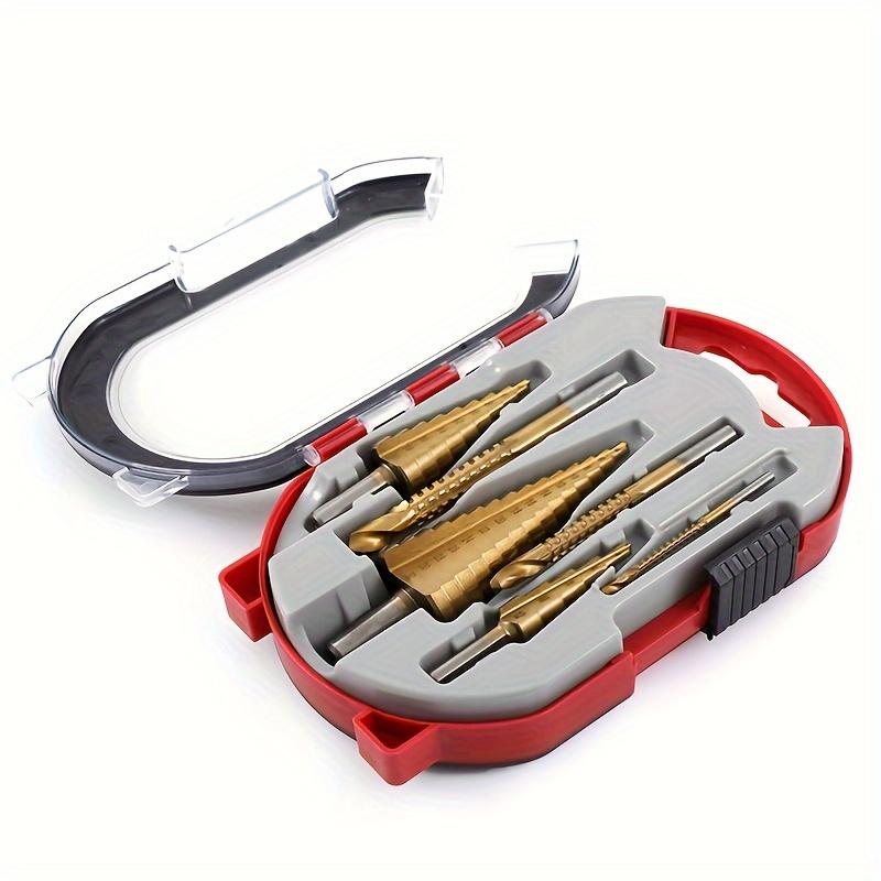 6 ks/sada, HSS spirálové stupňovité vrtáky - 3 velikosti (4-12 mm, 4-20 mm, 4-32 mm) - Ideální pro řezání dřeva, drážkování,