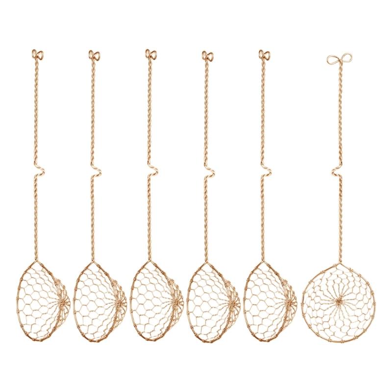 Pack of 6 High Quality Handmade Nonrust Steel Strainers Textured Grip and Hook Efficient Cooking Tasks