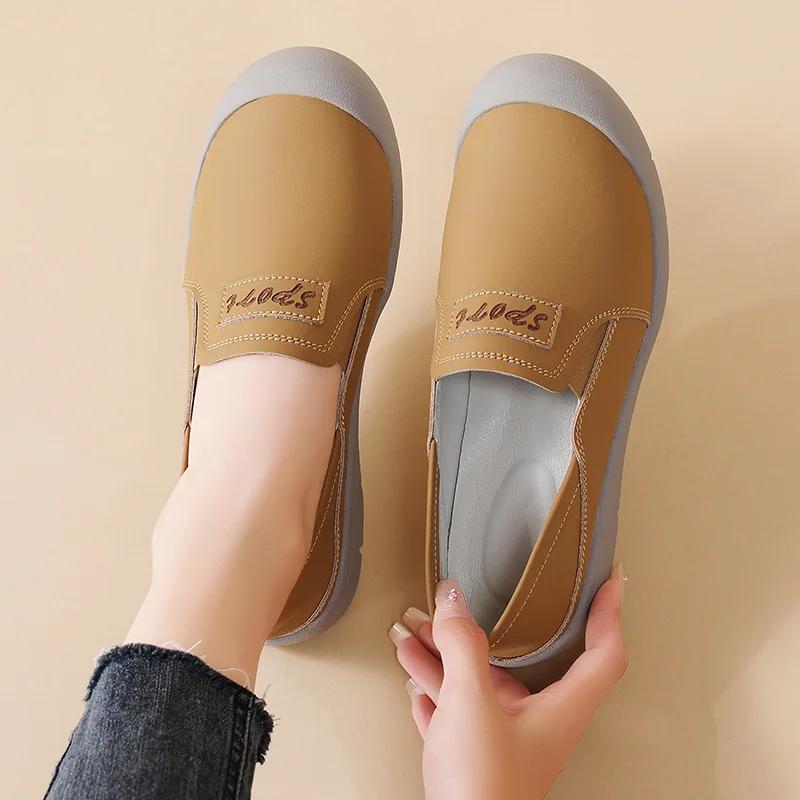 Fashion Spring Women Flat Casual Shoes Comfort Non Slip Loafers Ladies Slip On Sneakers Zapatos Mujer Summer Hollow Women's Leather Shoe