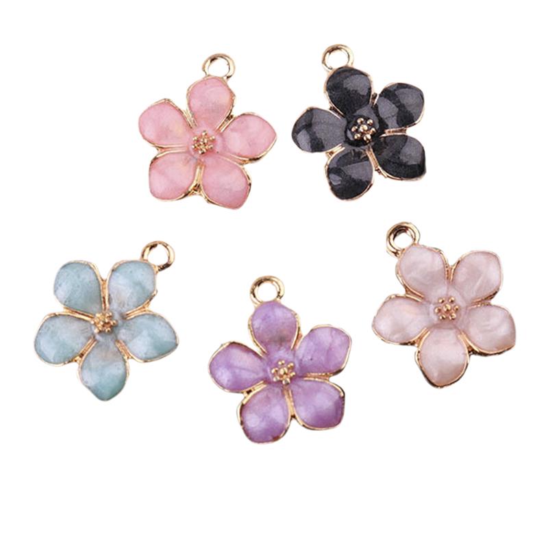 10Pcs/Set Enamel Alloy Flower  Charms Pendant Jewelry Findings Diy Craft Making