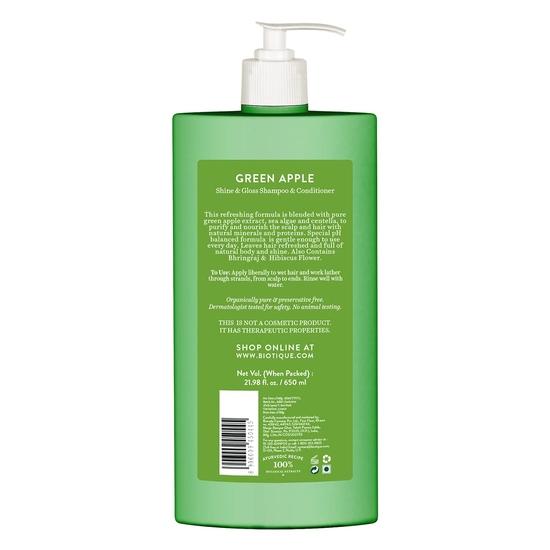 Biotique Green Apple Shine & Gloss Shampoo & Conditioner | Nourishes Scalp | Makes Hair Soft & Smooth |100% Botanical Extracts| All Skin Types | 650ml