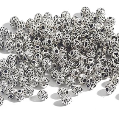 20 pezzi di perline di metallo vintage cave da 6 mm forniscono perline incise in argento antico per la creazione di gioielli fai-da-te