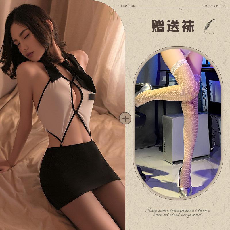 Sex Underwear Sexy Hollow Tie Policewoman Hip Skirt