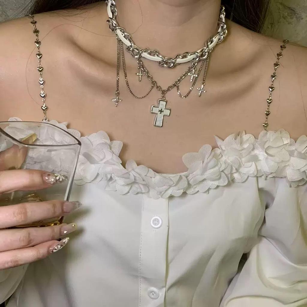 Y2K Spicy Girl Dark Star Leather Choker Necklace - Pure Desire Clavicle Chain