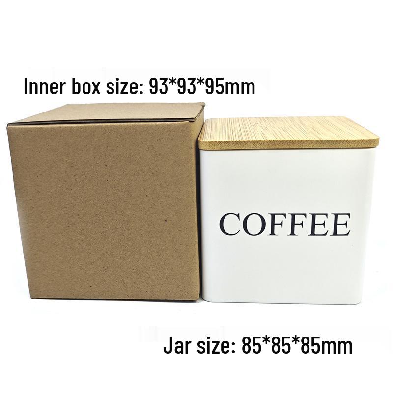 Elegant Bamboo & Wood Lid Tea Caddy, Tinplate Storage Box, Moisture-Proof Sealed Jar for Coffee Beans & Candy.