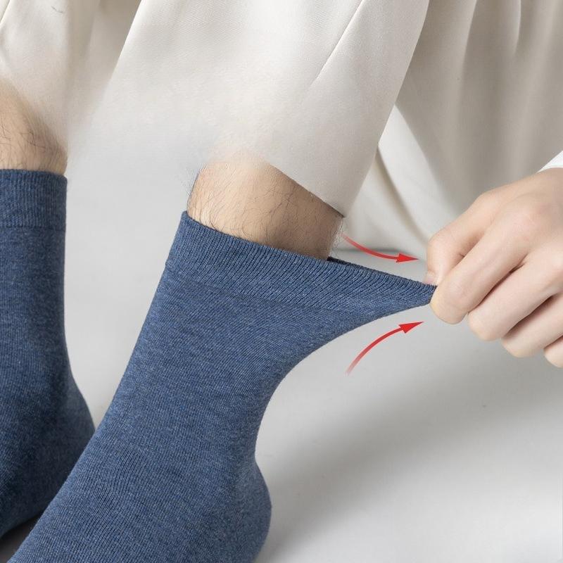 Men's Spring and Autumn All-cotton Boneless Cotton Socks, Anti-odor and Antibacterial Solid-color Long Socks, Autumn and Winter Business Socks
