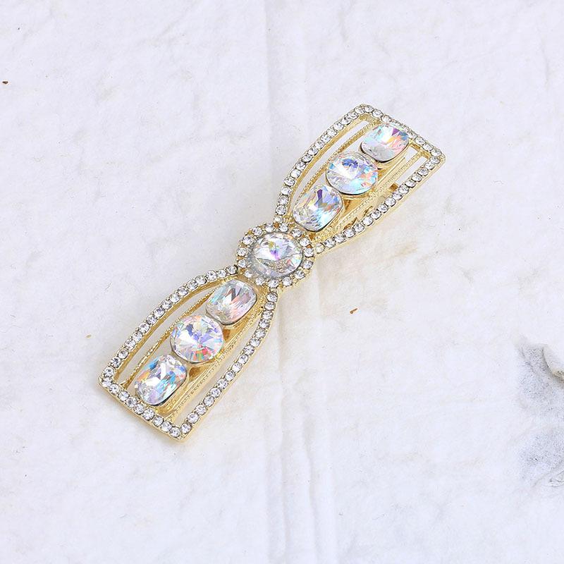 Women'S Bow Side Hairpin Rhinestone Bangs Clip Girl Imitation Crystal Hairpin Broken Hair Duckbill Clip Hair Accessories