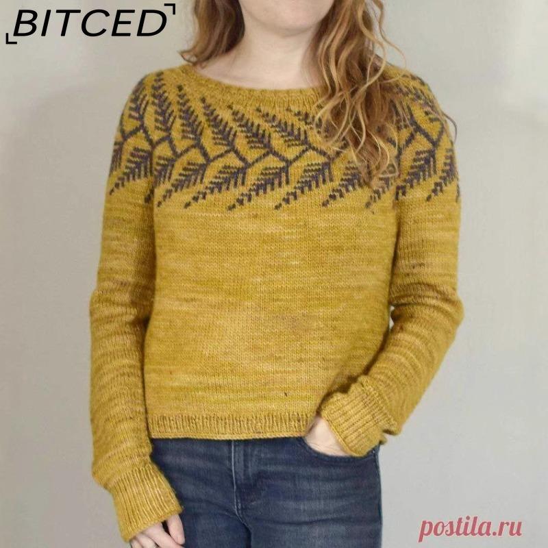 BITCED Women's Sweater - O-Neck Color-Blocked Oversized Fashion Pullover Knit