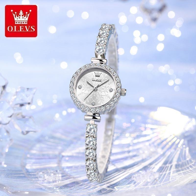 OLEVS Volle Diamant Quarzuhren Damen Luxus Elegantes Armband Armbanduhr Wasserdicht Damen Kleid Armbanduhr
