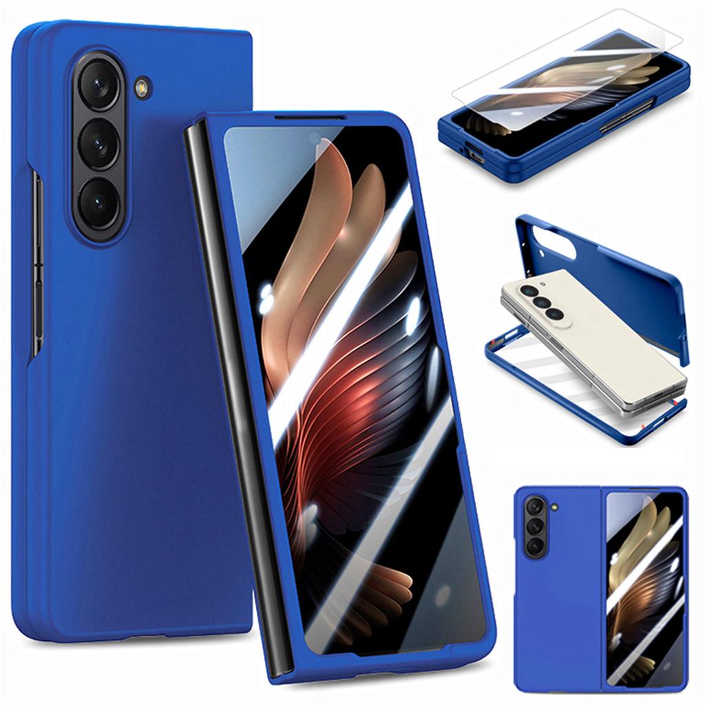 For Samsung Galaxy Z Fold6 5G Case Rubberized PC Phone Cover with Tempered Glass Film