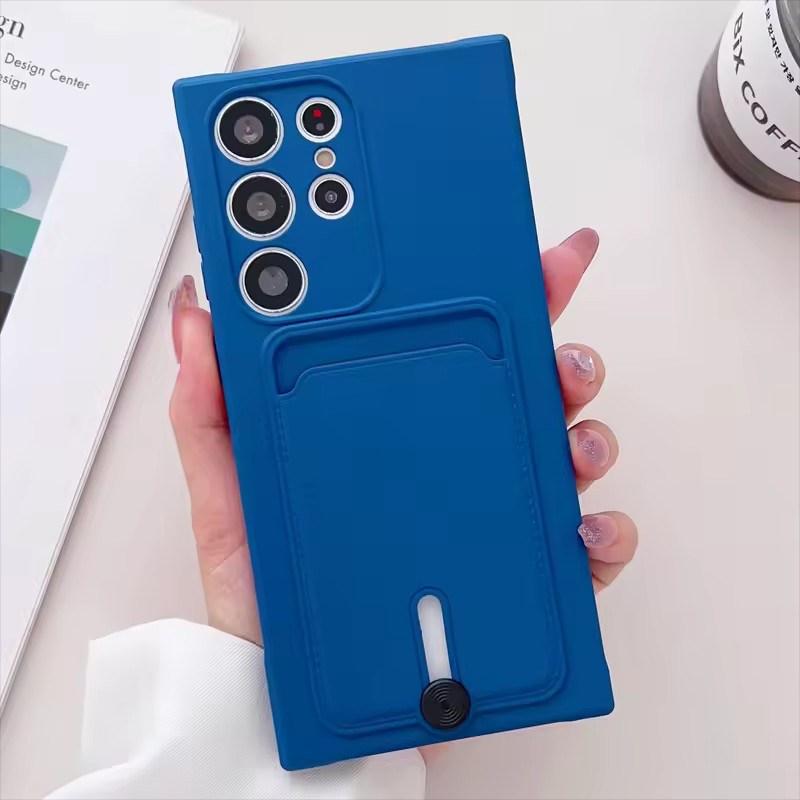 Push Card Bag Slot Holder Wallet Phone Case For Samsung S25 S24 S23 S22 S21 S20 FE Ultra Plus Shockproof Soft Matte Silicone Back Cover