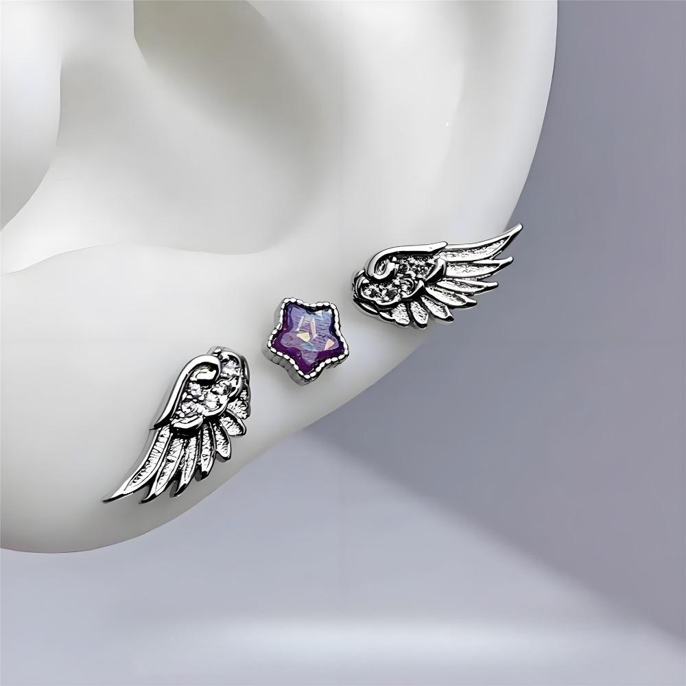 Fashion Wings Stainless Steel Ear Bone Nail Shiny Trendy Earring for Women Accessories Stud Earrings with Niche Design New