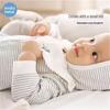 KoalaBebe Soft Cotton Striped Long-Sleeve Baby Romper