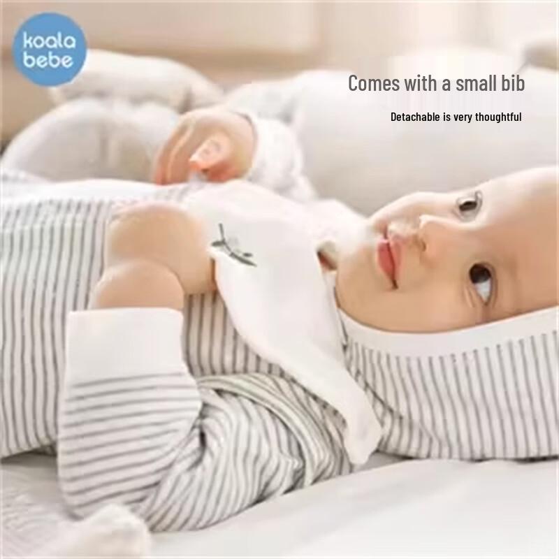 KoalaBebe Soft Cotton Striped Long-Sleeve Baby Romper