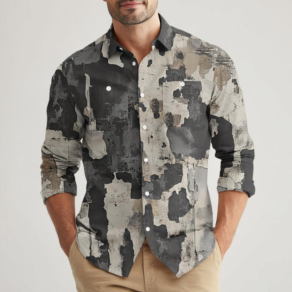 Men's Loose Classic Lapel Multi-pocket Industrial Work Shirt Top