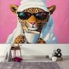 2D Leopard with Sunglasses & Coffee Backdrop for Bedroom Decor and Girly Party