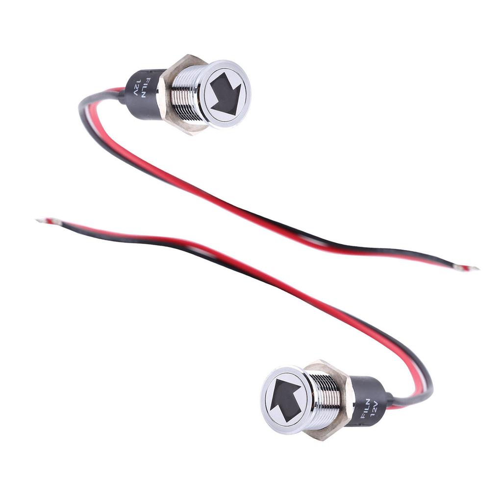 2PCS 14mm LED Metal Indicator Dash Panel Turn Signal Indicator Lamp for Bike Boat Green Light