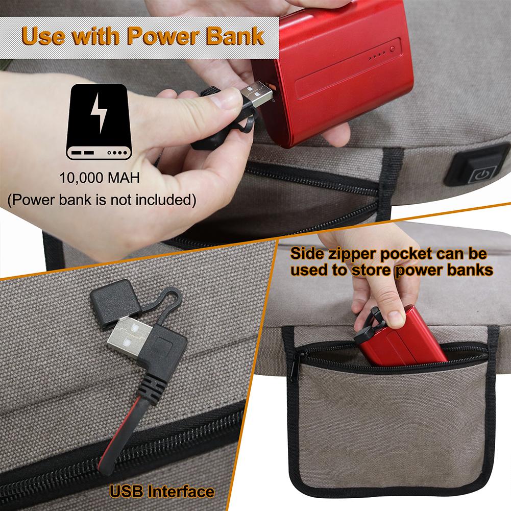 Electric Heated Seat Cushion Waterproof Outdoor Camping Seat Cushion USB Power Heating Seat Cushion for Park Stadium Car Travel