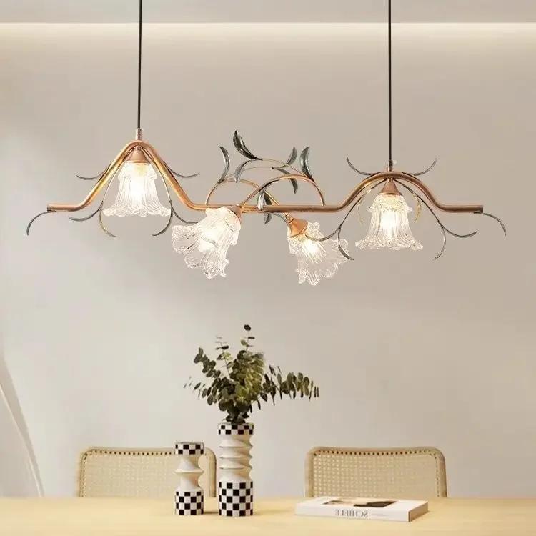 American Pastoral French Flower Chandelier – Creative Pendant Lamp for Dining Room, Bar & Bedroom Decor