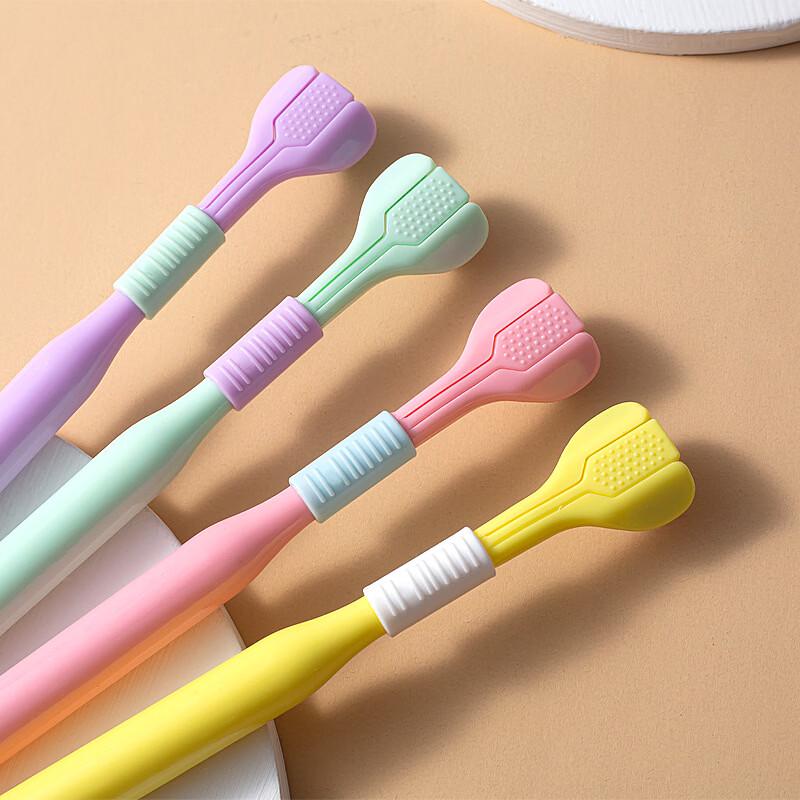 YALINNA Children's 3-Sided Soft Bristle Toothbrush with Tongue Cleaner