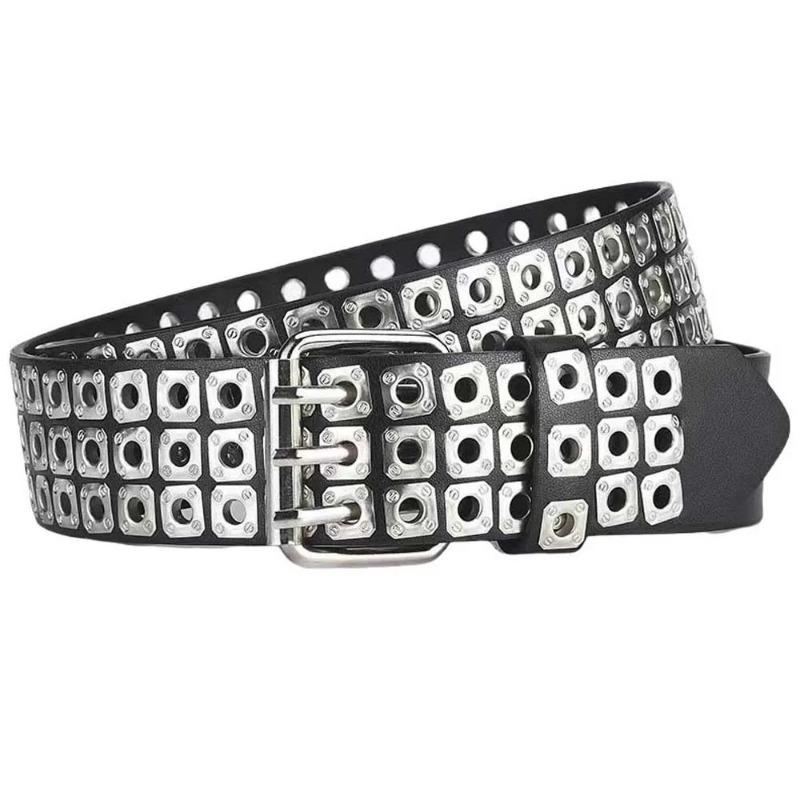 1PC Alloy Pin Buckle Punk Style Rivet Belt Jeans Belt All-match Unisex Gothic Waist Strap Belt Accessories Plus Size