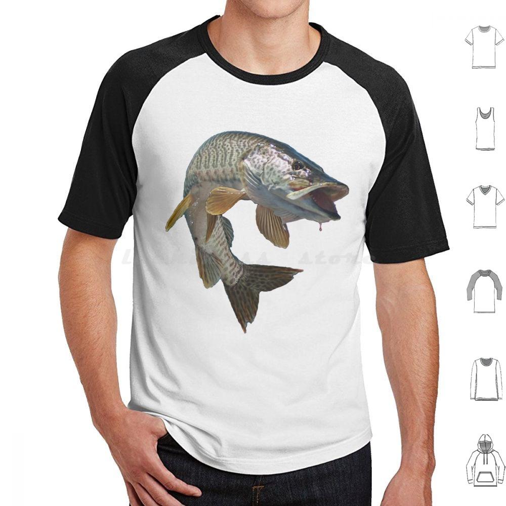 Moschus T-Shirt Baumwolle Männer Frauen DIY Druck Fisch Angeln Angler Moschus Tiger Moschus Forelle Schwarzbarsch Hecht Fliegenfischen Eis