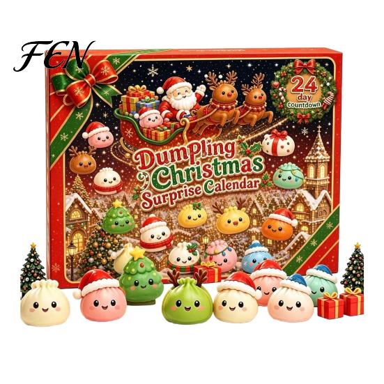 Christmas Advent Calendar Squeezy Toy 2026, 24 Days Dumpling Toys Countdown Plush Calendar, Decor Jumbo Mini Glitter for Stress Relief Festive