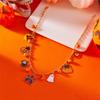 Halloween Enamel Pendant Necklace18K Gold Plated Chain W/ Pumpkin Ghost Bat Charms Adjustable 37cm+5cm Party Costume Jewelry Gif