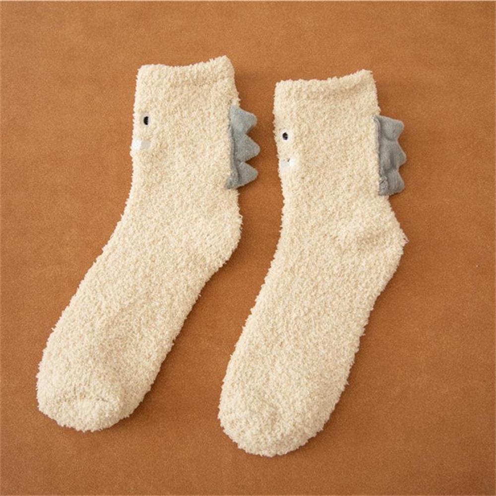 Neue Lustige 3D Kleine Dinosaurier Niedliche Monster Korallensamt Socken Weihnachtsgeschenk Warm Winter Verdickend Boden Bett Schlafen
