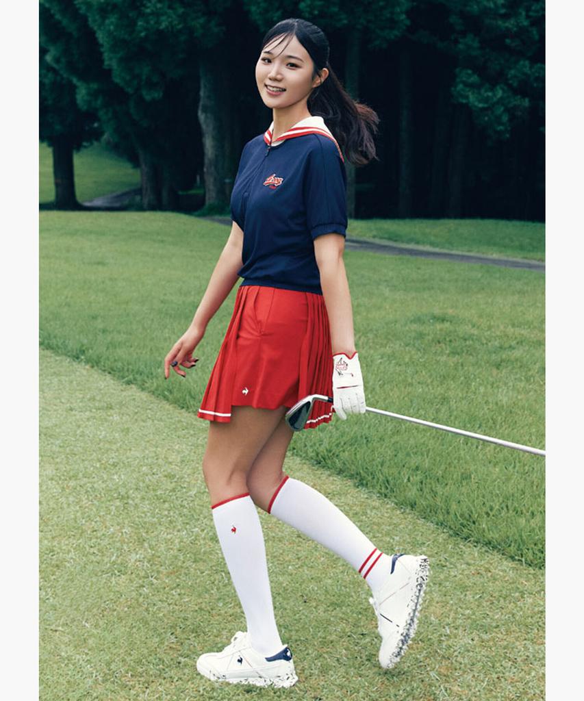 LECOQ GOLF Women'S Pleated Wrap Skirt _Red0 Gr222Lsk41