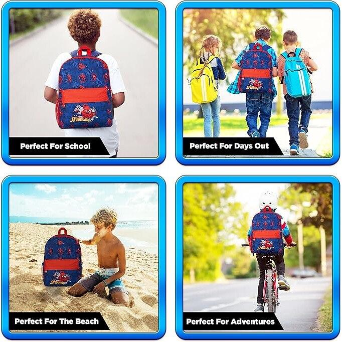 Spiderman Backpack for Kids, Blue and Red Design, Adjustable Straps, Lightweight Durable School Bag for Boys Girls