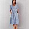 European Style Plus Size Women Clothing Print Button Maxi Dress