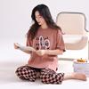 Pajamas women's summer pure cotton short-sleeved printed cropped pants thin cotton women's loungewear summer loose large size set