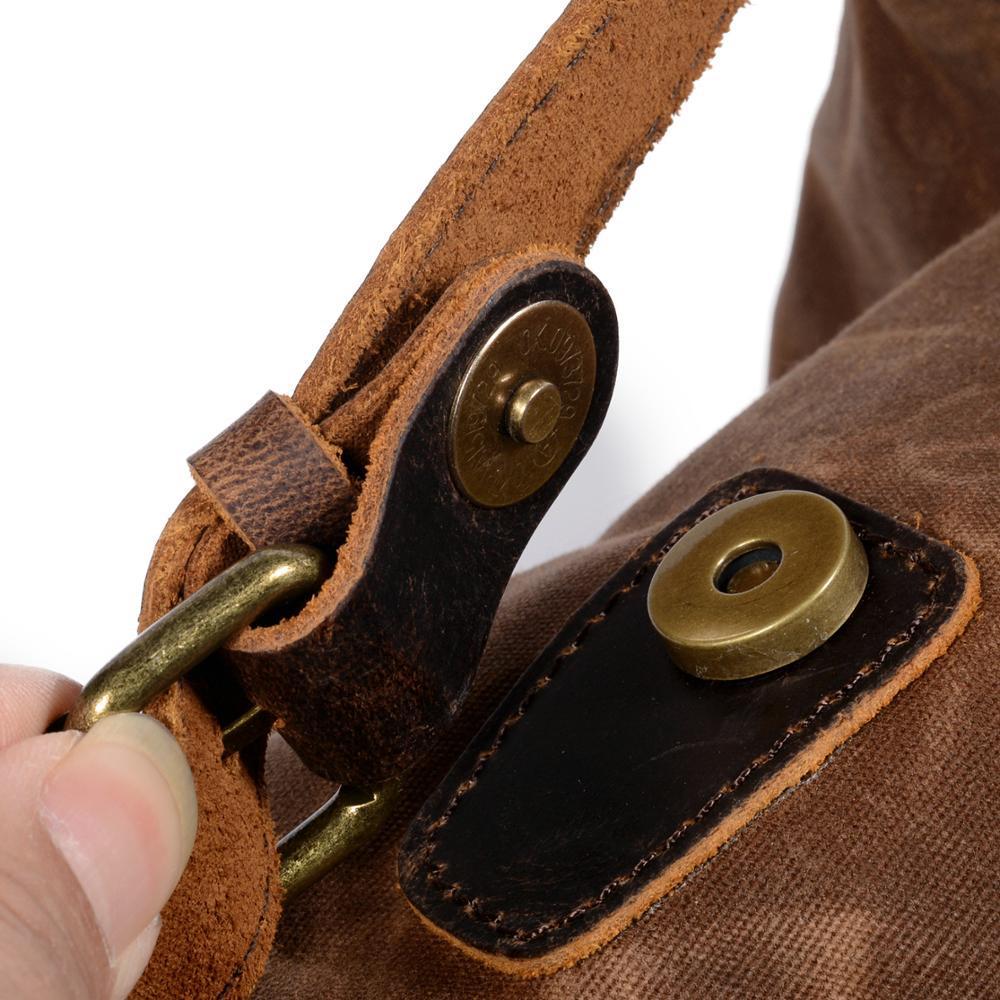 Retro Waxed Canvas Backpack - Men's Trendy Large-Capacity Shoulder Bag for Travel and Student Use.