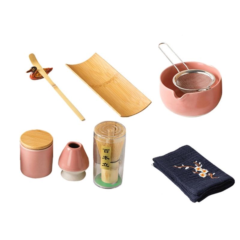 Pack of 9 Elegant Matcha Serving Set Ceramic Ceremonial Bowl and Tool Set Matcha Kitchenwares Suitable for Matcha Party