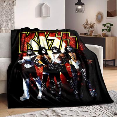 1 Stück KISS Band Flanelldecke, Weich Hautfreundlich mit Digitaldruck, Verschiedene Größen Verfügbar für Familie, Freunde, Geburtstag