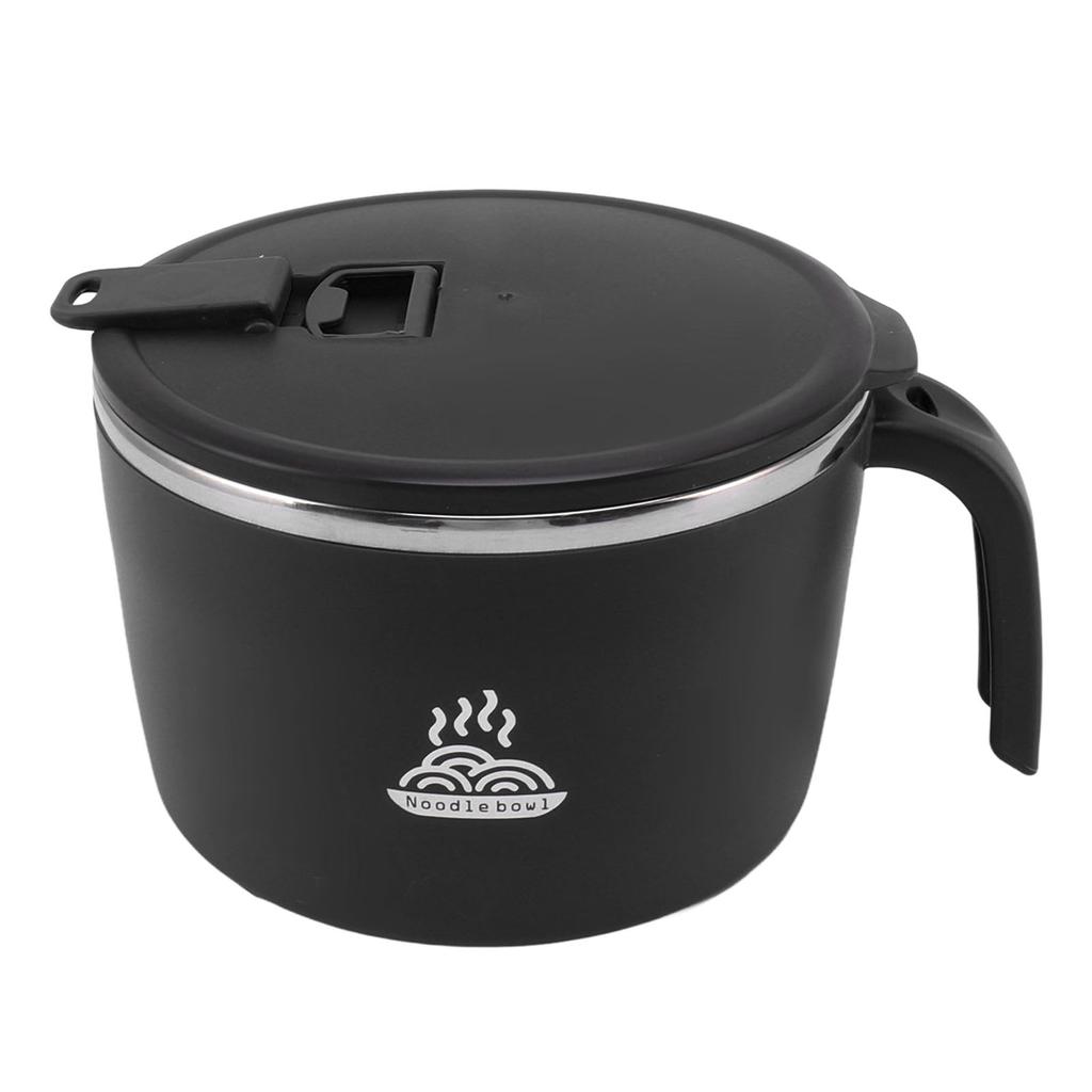 Stainless Steel Instant Noodle Bowl Seal Drain Soup Mug with Lid Phone Holder for Dormitory Office